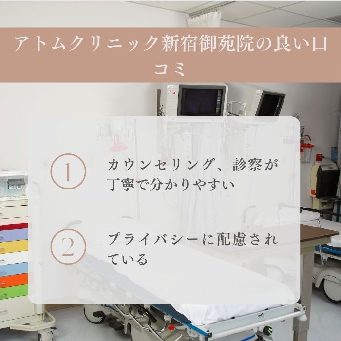 アトムクリニック新宿御苑院のいい口コミ
