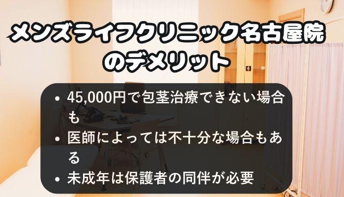 メンズライフクリニック名古屋院のデメリット