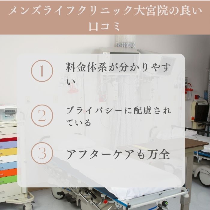 メンズライフクリニック大宮院のいい口コミ